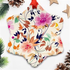 Abstract Floral Background Snowflake Ornament (two Sides)