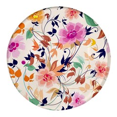 Abstract Floral Background Round Glass Fridge Magnet (4 Pack)