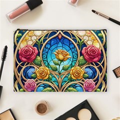 Roses Floral Stained Glass Vibrant Cosmetic Bag (large)