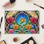 Roses Floral Stained Glass Vibrant Cosmetic Bag (Large) Back