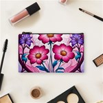 Fantasy Pink Flowers Stained Glass Cosmetic Bag (Small) Front