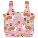 Corgi Bubble Boba Tea Pink Pattern Full Print Recycle Bag (XXL) Front