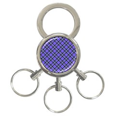 Blue Tartan Plaid 1 Diagonal 3-ring Key Chain