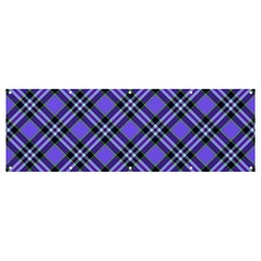 Blue Tartan Plaid 1 Diagonal Banner And Sign 12  X 4 
