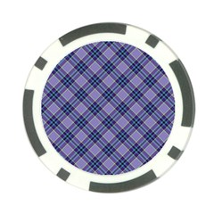 Purple Plaid Tartan 1 Diagonal Poker Chip Card Guard