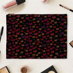Pattern Ha Ha Ha  Abstract Black Dark Doodle Hahaha Pattern Physco Cosmetic Bag (xl)