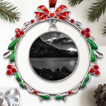 Nahuel huapi lake and andes range mountains landscape, bariloche, argentina Metal X mas Wreath Ribbon Ornament Front
