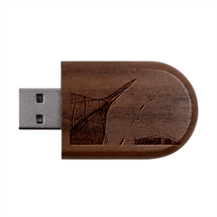 Texture Green Leaf Abstraction 3d Wood Oval Usb Flash Drive