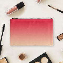 Crimson Red To Cream Yellow Linear Gradient Cosmetic Bag (medium)