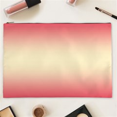 Crimson Red To Cream Yellow Bilinear Gradient Cosmetic Bag (xxl)