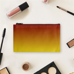 Burgundy Red To Electric Yellow Linear Gradient Cosmetic Bag (small)