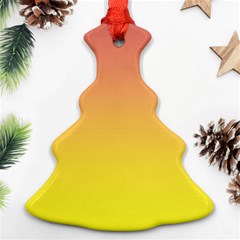 Coral Pink To Electric Yellow Linear Gradient Christmas Tree Ornament (two Sides)