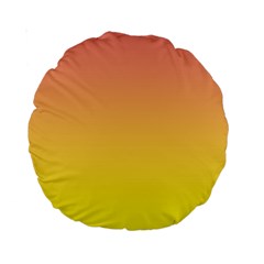 Coral Pink To Electric Yellow Linear Gradient Standard 15  Premium Round Cushions