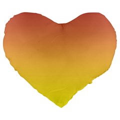 Coral Pink To Electric Yellow Linear Gradient Large 19  Premium Flano Heart Shape Cushions