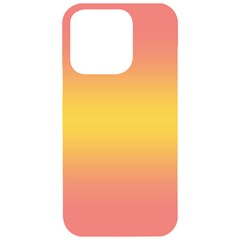 Coral Pink To Electric Yellow Bilinear Gradient Iphone 15 Pro Black Uv Print Pc Hardshell Case