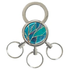 Aqua Batik, Abstract, Colorful 3-ring Key Chain