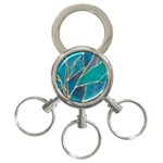 Aqua Batik, Abstract, Colorful 3-Ring Key Chain Front