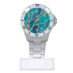 Aqua Batik, Abstract, Colorful Plastic Nurses Watch