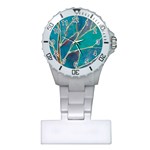 Aqua Batik, Abstract, Colorful Plastic Nurses Watch Front