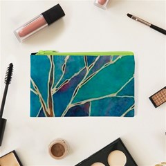 Aqua Batik, Abstract, Colorful Cosmetic Bag (xs)