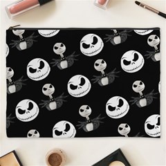 Jack Print, White, Before, Plain, Black, Simple, Christmas Cosmetic Bag (xxxl)