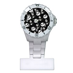 Jack Print, White, Before, Plain, Black, Simple, Christmas Plastic Nurses Watch