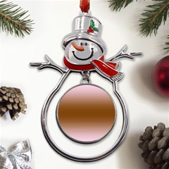 Pink Lace To Chocolate Brown Bilinear Gradient Metal Snowman Ornament