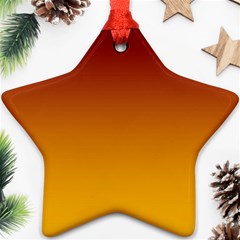 Burgundy Red To Amber Orange Linear Gradient Star Ornament (two Sides)