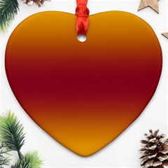 Amber Orange To Burgundy Red Bilinear Gradient Ornament (heart)
