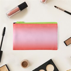 Scarlet Red To Pink Lace Bilinear Gradient Cosmetic Bag (xs)