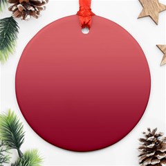 Coral Pink To Burgundy Red Linear Gradient Round Ornament (two Sides)