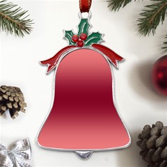 Coral Pink To Burgundy Red Bilinear Gradient Metal Holly Leaf Bell Ornament