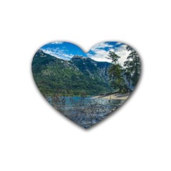 Beach At Los Alerces National Park, Chubut Province, Argentina Rubber Coaster (heart)