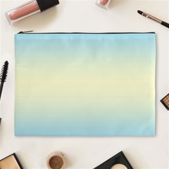 Baby Blue To Cream Yellow Bilinear Gradient Cosmetic Bag (xl)