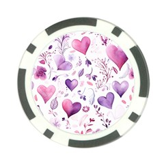 Hearts Love Purple Poker Chip Card Guard