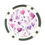 Hearts Love Purple Poker Chip Card Guard Back
