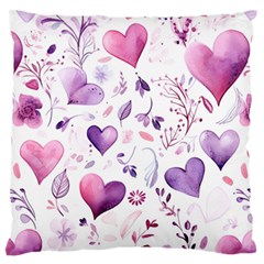 Hearts Love Purple Standard Premium Plush Fleece Cushion Case (one Side)
