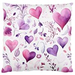 Hearts Love Purple Standard Premium Plush Fleece Cushion Case (One Side) Front