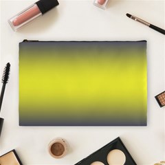 Navy Blue To Electric Yellow Bilinear Gradient Cosmetic Bag (large)
