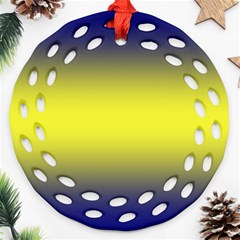Navy Blue To Electric Yellow Bilinear Gradient Ornament (round Filigree)