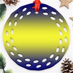 Navy Blue To Electric Yellow Bilinear Gradient Ornament (Round Filigree) Front