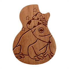 Frog With A Cowboy Hat Guitar Shape Wood Guitar Pick Holder Case And Picks Set