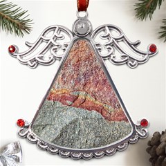 Red And Gray Rock Texture Print Metal Angel With Crystal Ornament