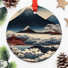 Hokusai Moutains Japan Round Ornament (two Sides)