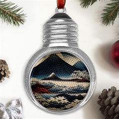 Hokusai Moutains Japan Metal Light Bulb Shape Ornament