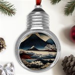 Hokusai Moutains Japan Metal Light Bulb Shape Ornament Front