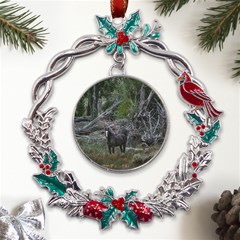 Meadow Landscape, Los Altares, Chubut Province, Argentina Metal X mas Wreath Holly Leaf Ornament