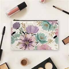 Flowers Pattern Floral Cosmetic Bag (medium)