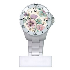Flowers Pattern Floral Plastic Nurses Watch