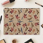 Leaves Pattern Teal Seamless Fall Cosmetic Bag (XL) Front